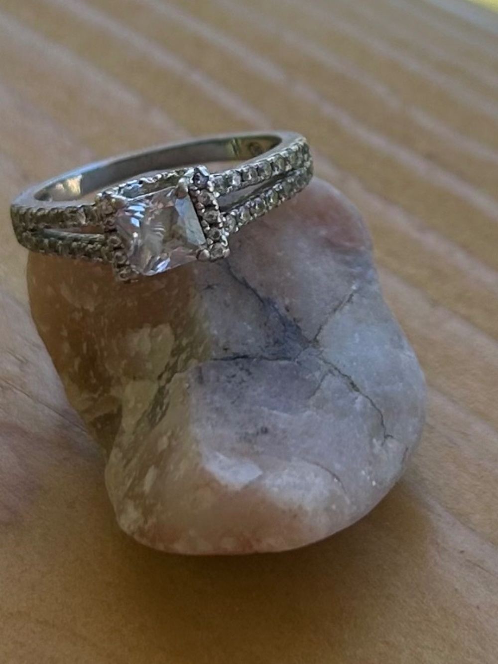 square princess cut lab solitaire silver ring size 7